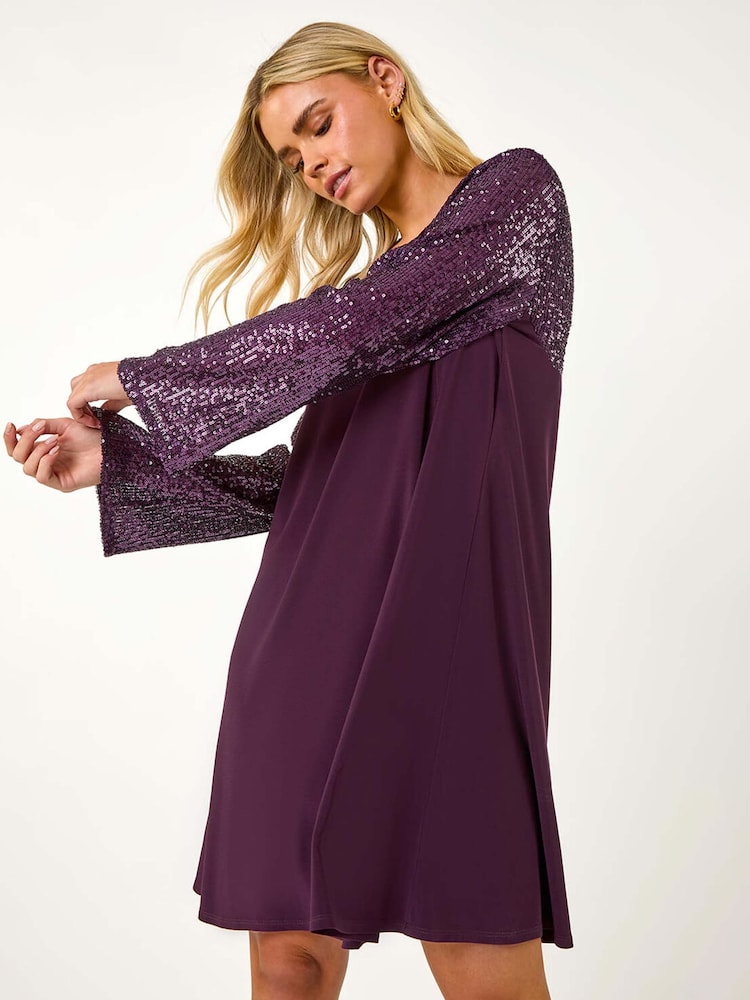 Roman Petite Contrast Sequin Shift Stretch Dress - Imagen 1 de 5 Roman Petite Contrast Sequin Shift Stretch Dress - Imagen 1 de 5