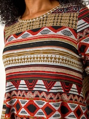 Roman Orange Petite Print Swing Stretch Dress - Image 5 of 5