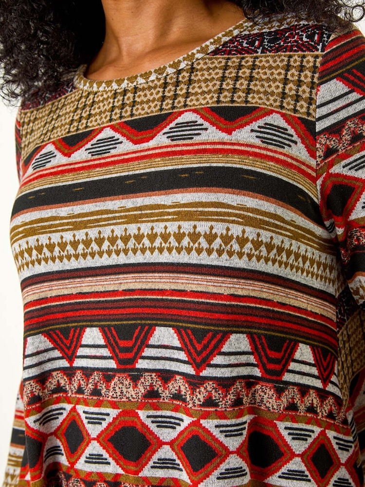 Roman Orange Petite Print Swing Stretch Dress - Image 5 of 5