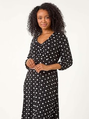 Roman Black Petite Geometric Pattern Mini Dress - Image 2 of 5