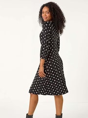 Roman Black Petite Geometric Pattern Mini Dress - Image 3 of 5