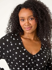 Roman Black Petite Geometric Pattern Mini Dress - Image 4 of 5