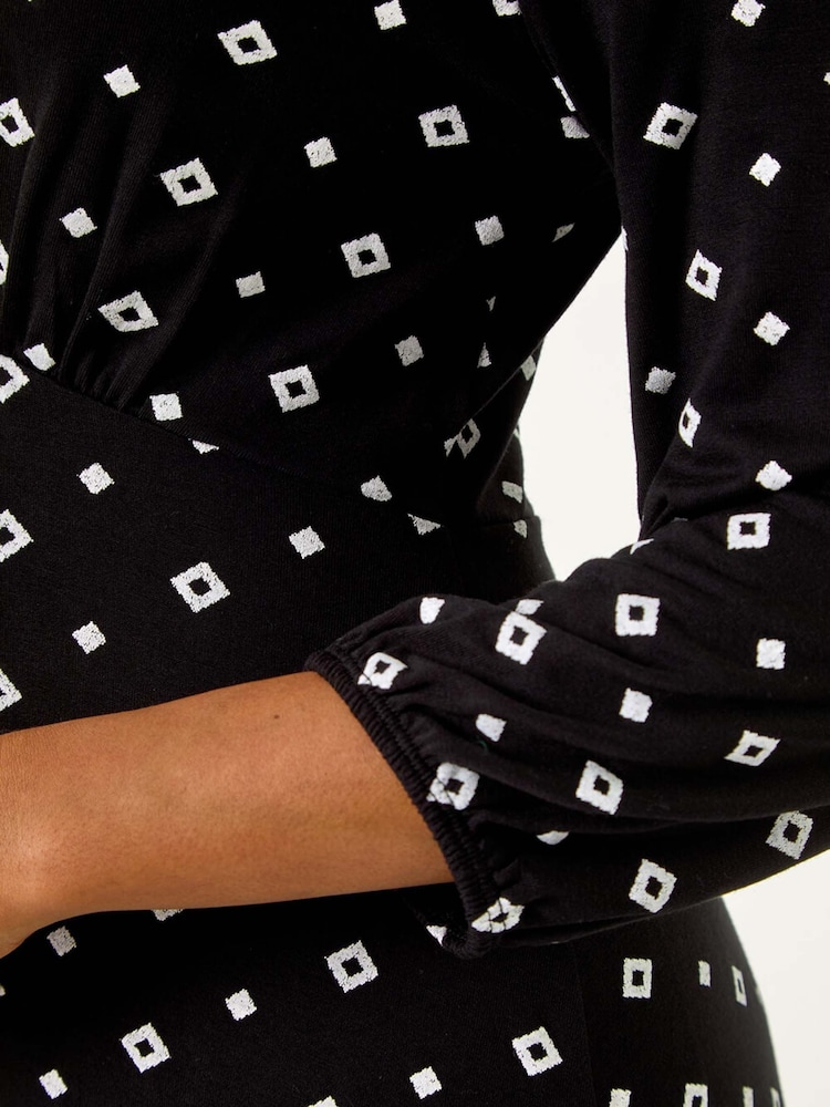Roman Black Petite Geometric Pattern Mini Dress - Image 5 of 5