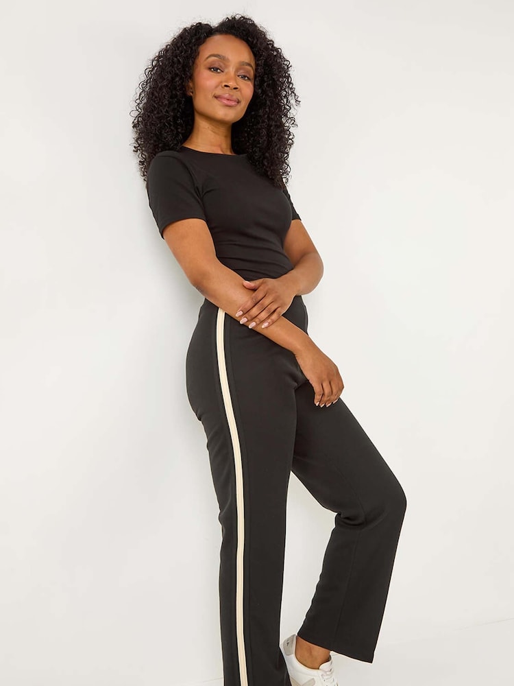 Roman Black Petite Side Stripe Ponte Trousers - Image 1 of 5