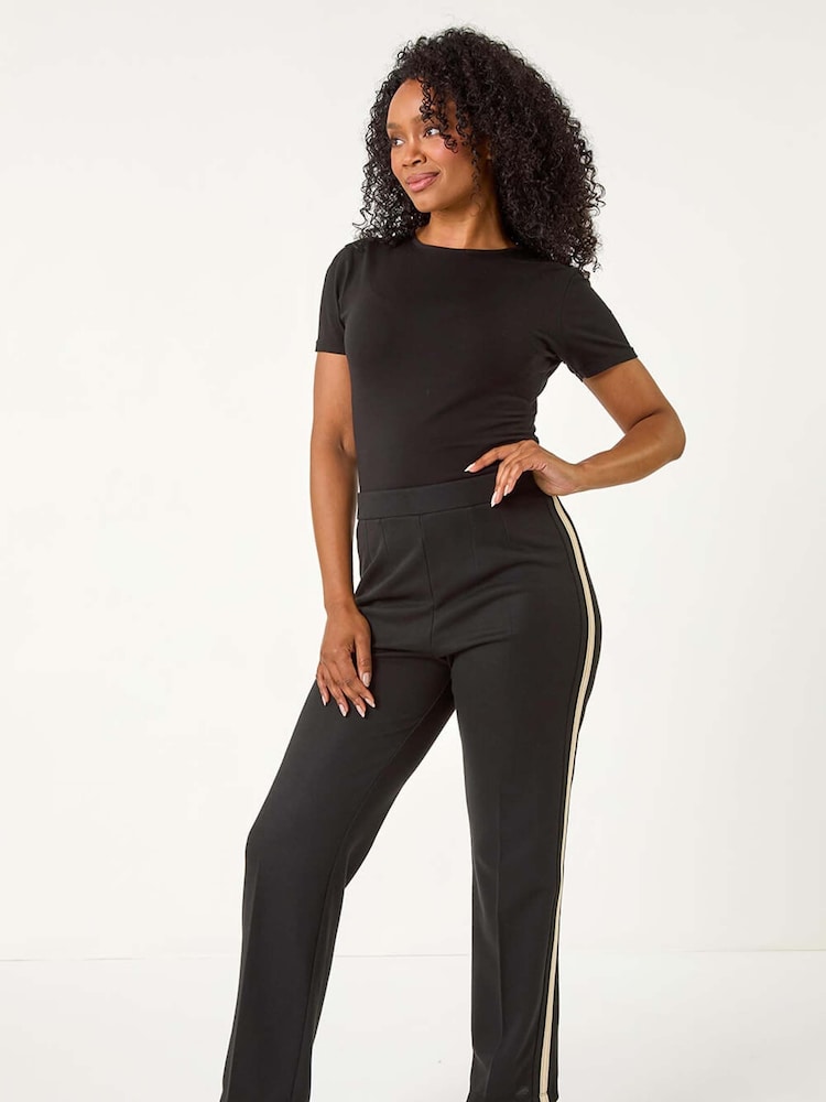 Roman Black Petite Side Stripe Ponte Trousers - Image 2 of 5