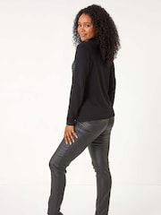 Roman Black Petite Hotfix Knitted Jumper - Image 3 of 5