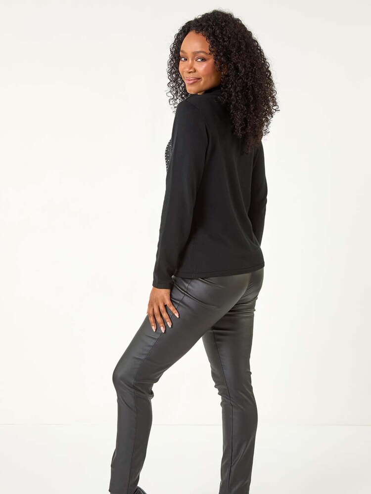 Roman Black Petite Hotfix Knitted Jumper - Image 3 of 5