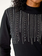 Roman Black Petite Hotfix Knitted Jumper - Image 5 of 5