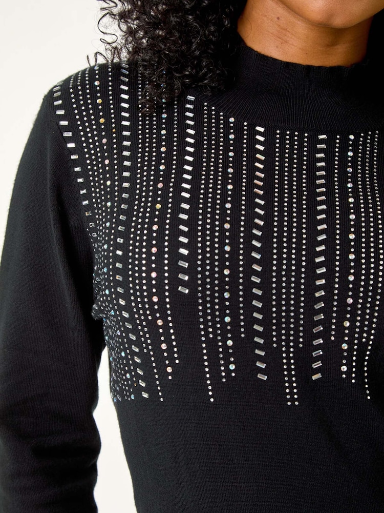 Roman Black Petite Hotfix Knitted Jumper - Image 5 of 5