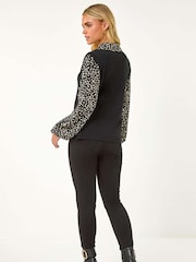 Roman Black Petite 2 in 1 Contrast V-Neck Top - Image 3 of 5