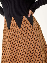 Roman Brown Petite Contrast Knit Dress - Image 5 of 5