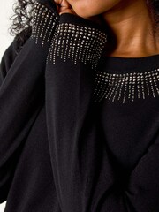 Roman Black Petite Hotfix Embellished Knit Jumper - Image 5 of 5