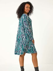 Roman Petite Spot Print Swing Stretch Dress - Image 3 of 5