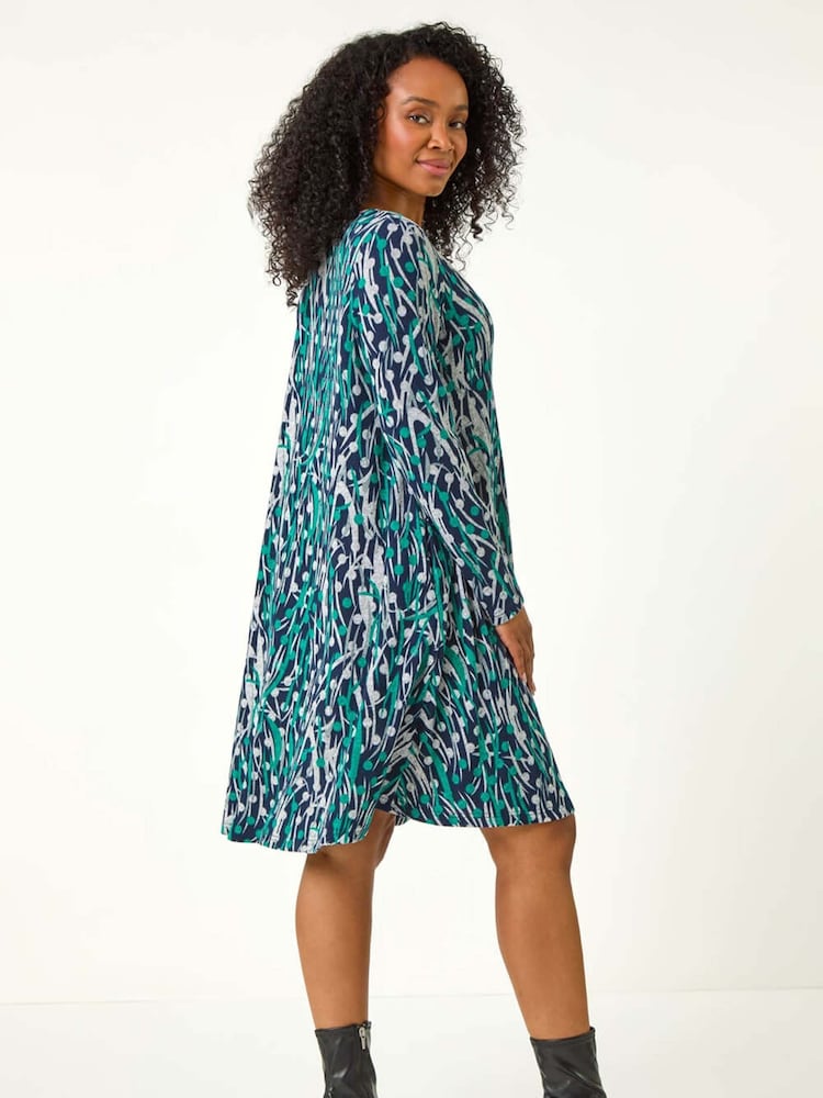Roman Petite Spot Print Swing Stretch Dress - Image 3 of 5