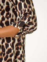 Roman Black Petite Animal Print Button Detail Shirt - Image 5 of 5