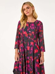 Roman Red Petite Abstract Print Seam Detail Dress - Image 2 of 5