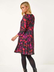 Roman Red Petite Abstract Print Seam Detail Dress - Image 3 of 5