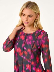 Roman Red Petite Abstract Print Seam Detail Dress - Image 4 of 5