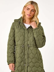 Roman Green Petite Wave Quilted Hooded Puffer Coat - Image 1 of 5