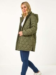 Roman Green Petite Wave Quilted Hooded Puffer Coat - Image 2 of 5