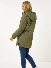 Roman Green Petite Wave Quilted Hooded Puffer Coat - Image 3 of 5