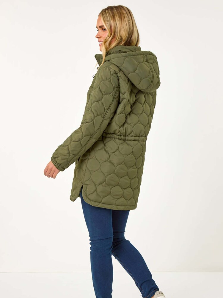 Roman Green Petite Wave Quilted Hooded Puffer Coat - Image 3 of 5