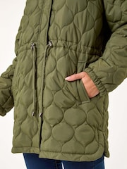 Roman Green Petite Wave Quilted Hooded Puffer Coat - Image 4 of 5
