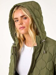 Roman Green Petite Wave Quilted Hooded Puffer Coat - Image 5 of 5