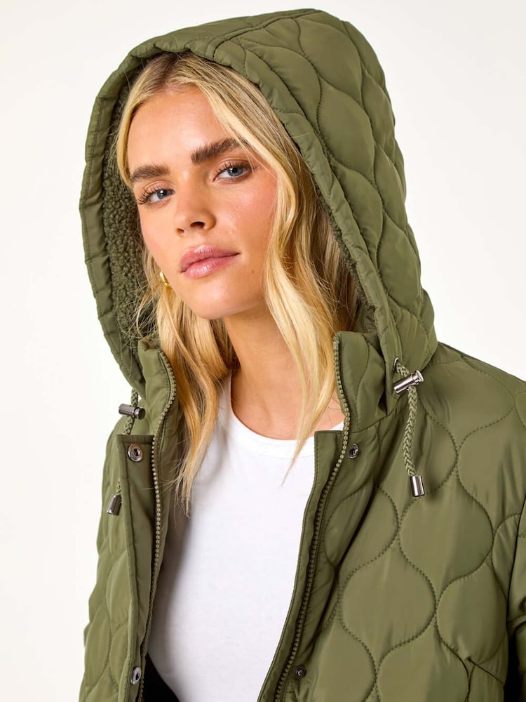 Roman Green Petite Wave Quilted Hooded Puffer Coat - Image 5 of 5
