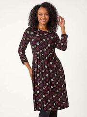 Roman Red Petite Floral Ruched Detail Dress - Image 1 of 5