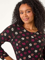 Roman Red Petite Floral Ruched Detail Dress - Image 4 of 5
