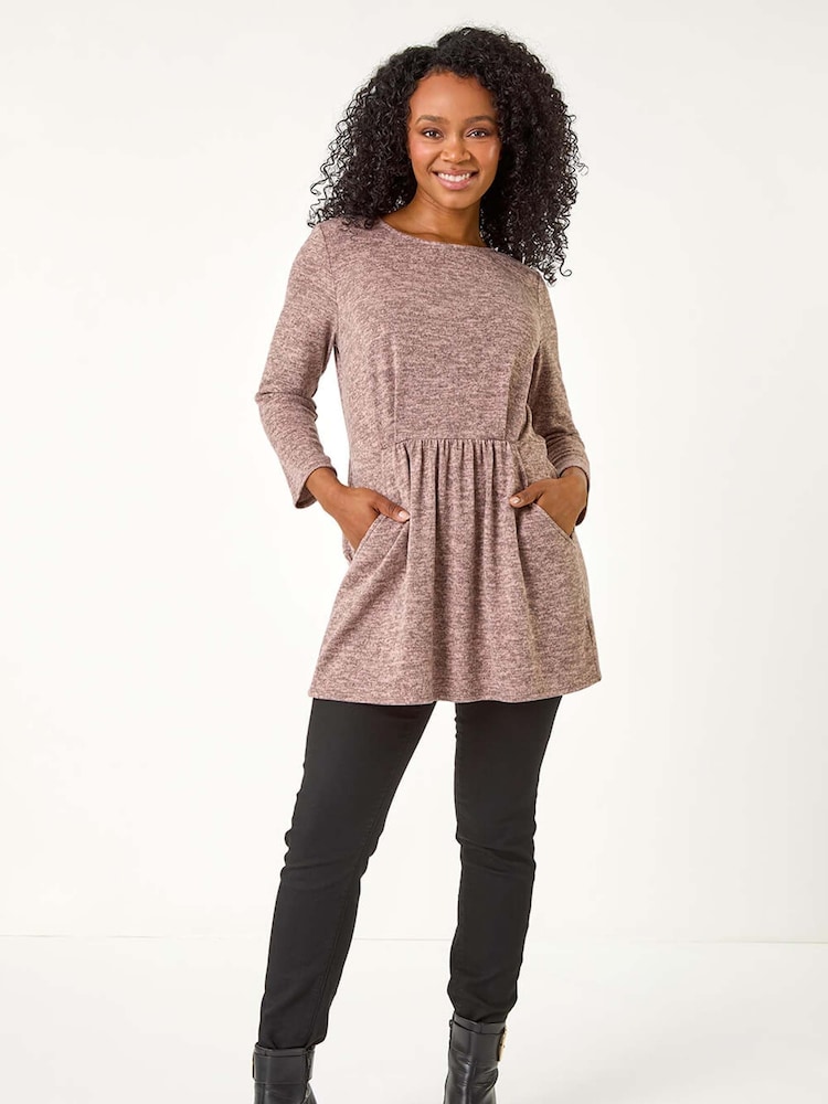 Roman Pink Petite Brushed Knit Pocket Detail Top - Image 2 of 5