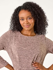 Roman Pink Petite Brushed Knit Pocket Detail Top - Image 4 of 5
