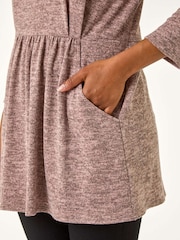 Roman Pink Petite Brushed Knit Pocket Detail Top - Image 5 of 5