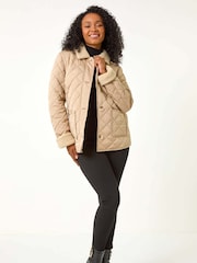 Roman Brown Petite Borg Contrast Padded Coat - Image 2 of 5