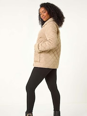 Roman Brown Petite Borg Contrast Padded Coat - Image 3 of 5
