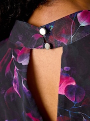 Roman Black Petite Floral Asymmetric Top - Image 5 of 5