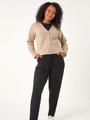 Roman Natural Petite Buttoned Knit Cardigan - Image 2 of 5