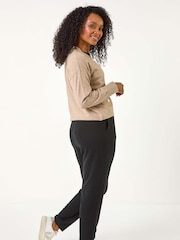 Roman Natural Petite Buttoned Knit Cardigan - Image 3 of 5