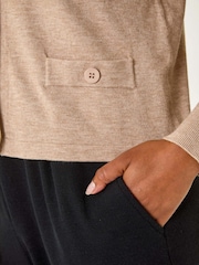 Roman Natural Petite Buttoned Knit Cardigan - Image 5 of 5