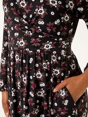 Roman Purple Petite Floral Twist Detail Short Dress - Image 5 of 5