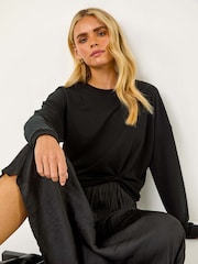 Roman Black Petite Ribbed Long Sleeve Knit Blouses - Image 1 of 5