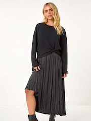 Roman Black Petite Ribbed Long Sleeve Knit Blouses - Image 2 of 5