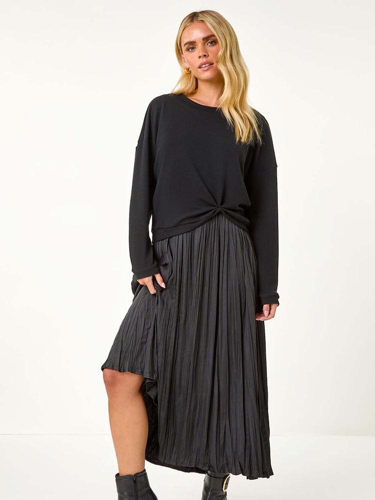 Roman Black Petite Ribbed Long Sleeve Knit Blouses - Image 2 of 5