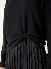 Roman Black Petite Ribbed Long Sleeve Knit Blouses - Image 5 of 5