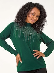 Roman Green Petite Hotfix Knitted Jumper - Image 1 of 5