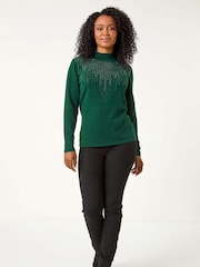 Roman Green Petite Hotfix Knitted Jumper - Image 2 of 5