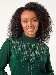 Roman Green Petite Hotfix Knitted Jumper - Image 4 of 5