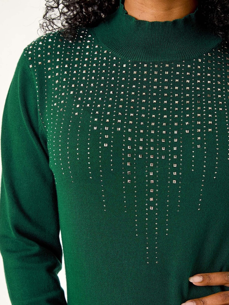 Roman Green Petite Hotfix Knitted Jumper - Image 5 of 5