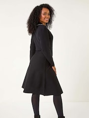 Roman Black Petite Pearl Embelished Knit Dress - Image 3 of 5